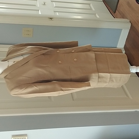 Rena Rowan for Saville Petite Tan Linen Blend Vintage Double Breasted Blazer 8P - Picture 12 of 12